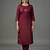 Maroon embroidered rayon kurta set