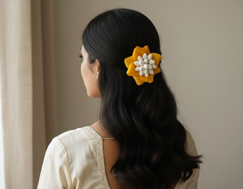 Yellow rose petals flower pin 1