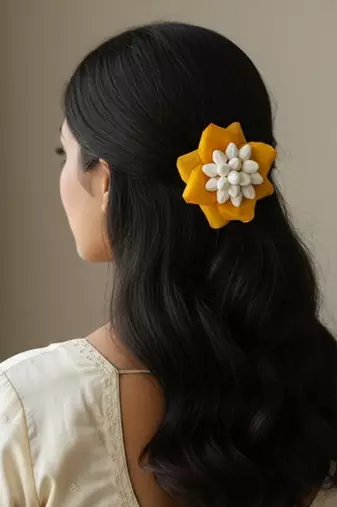 Yellow rose petals flower pin