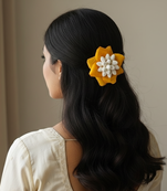 Yellow rose petals flower pin