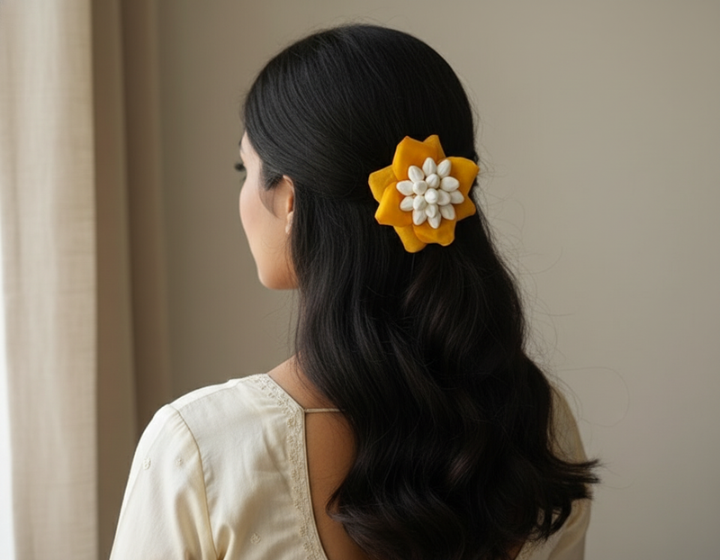 Yellow rose petals flower pin