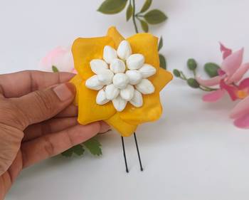Yellow rose petals flower pin 2