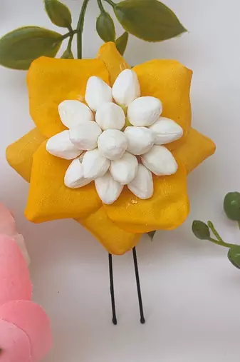 Yellow rose petals flower pin