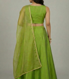 lime green festive silk lehenga choli set for women