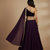 deep plum velvet one shoulder lehenga set with dupatta