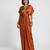 Rust orange embroidered satin silk kaftan