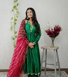 Green chanderi embroidered kurta sets