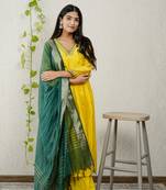 Yellow chanderi embroidered kurta sets