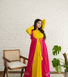 Mustard georgette embroidered kurta sets