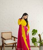 Mustard georgette embroidered kurta sets