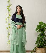 Green georgette embroidered kurta sets