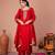 Red viscose embroidered kurta sets