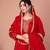 Red viscose embroidered kurta sets