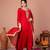 Red viscose embroidered kurta sets