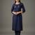 Navy embroidered rayon kurta set