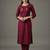 Maroon embroidered rayon kurta set