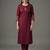 Maroon embroidered rayon kurta set