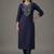 Navy embroidered rayon kurta set