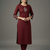 Maroon embroidered rayon kurta set
