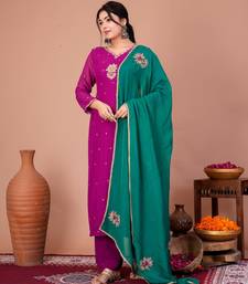 Purple organza embroidered kurta sets