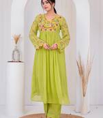 Pear georgette embroidered kurta sets
