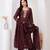 Brown crepe embroidered kurta sets