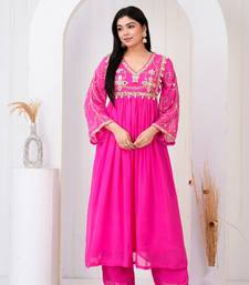 Pink georgette embroidered kurta sets