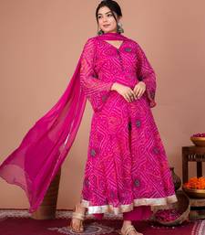 Pink chiffon embroidered kurta sets