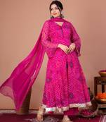 Pink chiffon embroidered kurta sets
