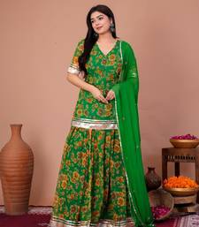 Green chiffon embroidered kurta sets