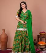 Green chiffon embroidered kurta sets