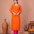 Orange georgette embroidered kurta sets