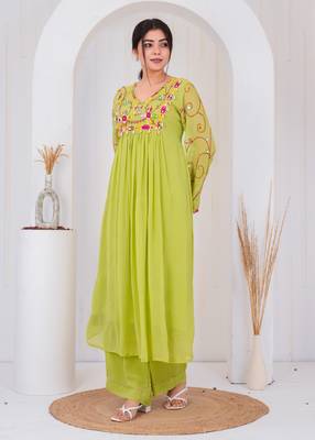 Pear georgette embroidered kurta sets 2