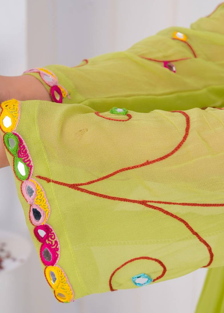 Pear georgette embroidered kurta sets