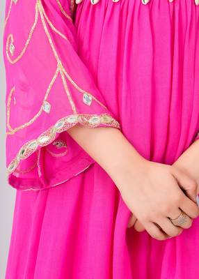Pink georgette embroidered kurta sets 4
