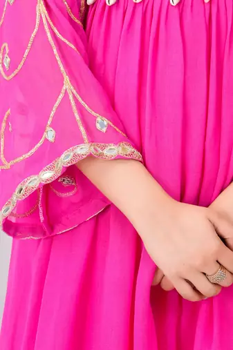 Pink georgette embroidered kurta sets
