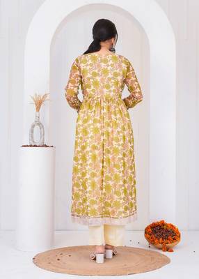 Green chiffon embroidered kurta sets 3