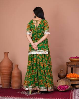 Green chiffon embroidered kurta sets 3