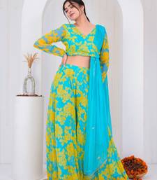 Blue chiffon embroidered kurta sets