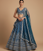 STUNNING NAVY ZARI SEQUin work GEORGETTE LEHENGA WITH BLOUSE