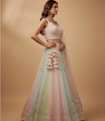 MULTICOLOR THREAD and SEQUin work GEORGETTE LEHENGA CHOLI WITH BLOUSE