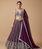 DARK MAGENTA SEQUENCE EMBROIDERY GEORGETTE LEHENGA WITH BLOUSE