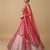 pink red velvet zari embroidered bridal lehenga set