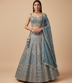 steel blue sequin embroidered lehenga choli set