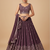 wine embroidered lehenga choli set with dupatta