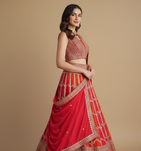 Multicolor Zari Sequin Georgette Lehenga set with choli and dupatta