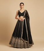 Black Sequin Embroidery Georgette Lehenga set with choli and dupatta