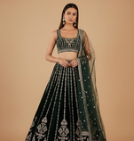 Ornate Teal Sequin Lehenga Set