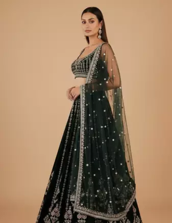 Ornate Teal Sequin Lehenga Set