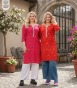 Pack of 2 Women Rayon Bandhani Print Kurti|Printed Straight Kurta Combo Set|Jaipuri Bandhej Ethnic Wear for Ladies #Noor